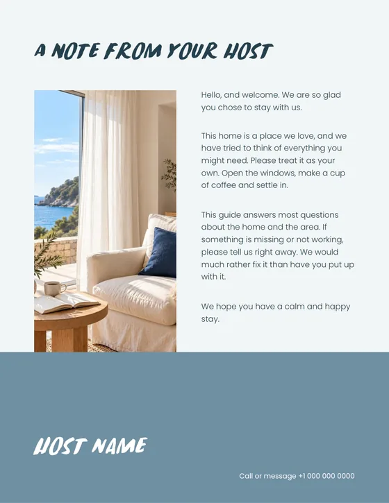 Welcome Book: sample page